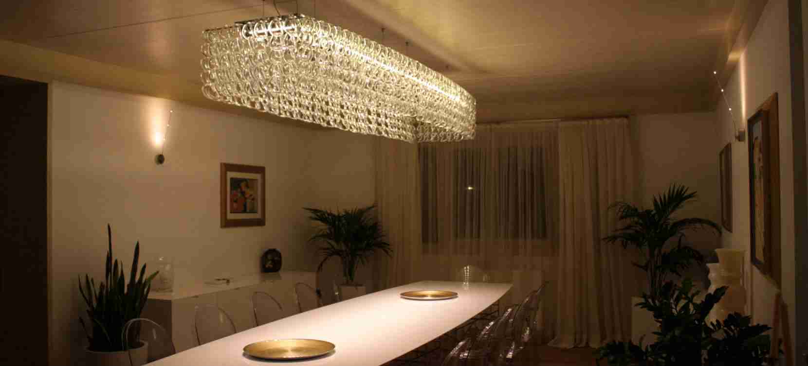 Transparent Glass Chain Structure Large Hanging Lamp for Living Room