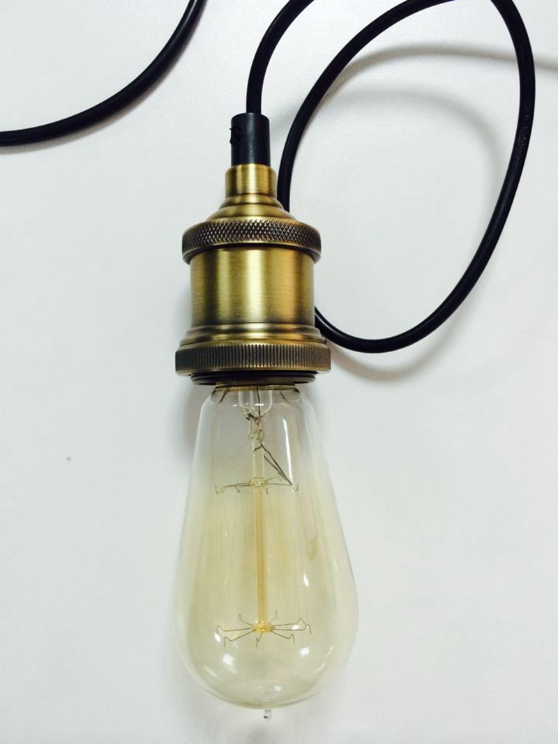 Details about   E27 Vintage Triple Lamp Holder Hanging Light Socket Textile Cord G80 Globe Bulbs 