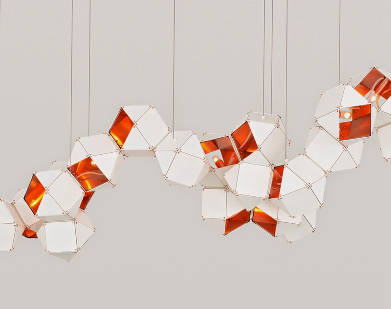 Stylish colorful designer aluminum geometry chandelier for hotel lighting