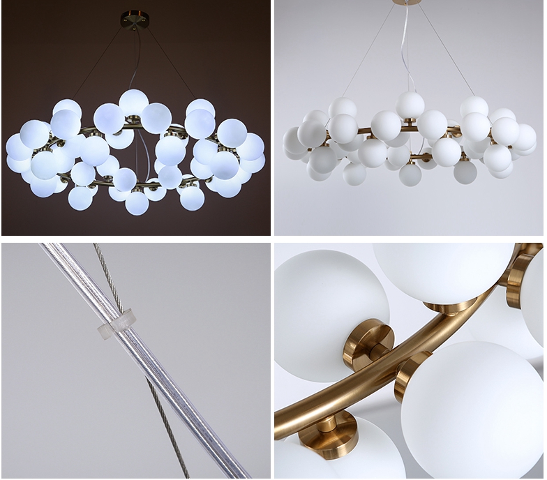 Cute Milk White Bubble Ball Glass chandelier Modern New Design LED Chandelier lighting
