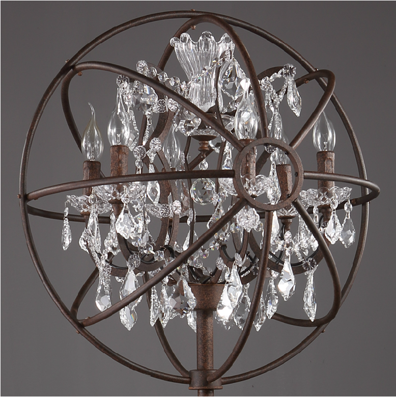 Vintage Crystal Pendant Light K9 Crystal Rustic Iron Chandelier Lights
