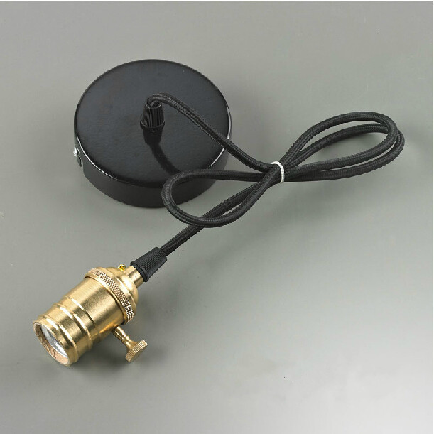 Vintage Brass Pendant Lamp Socket, Plug In Ceiling Lamp Holder